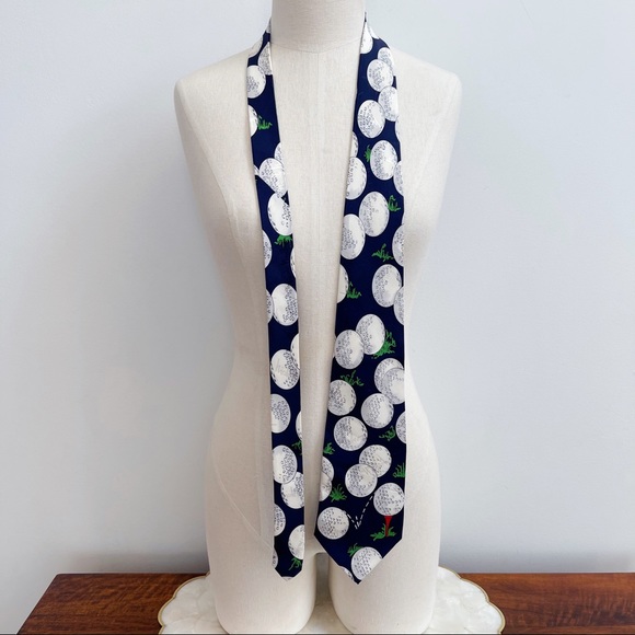 Nicole Miller Blue Golf Ball Silk Men’s Tie Vtg - Picture 6 of 9